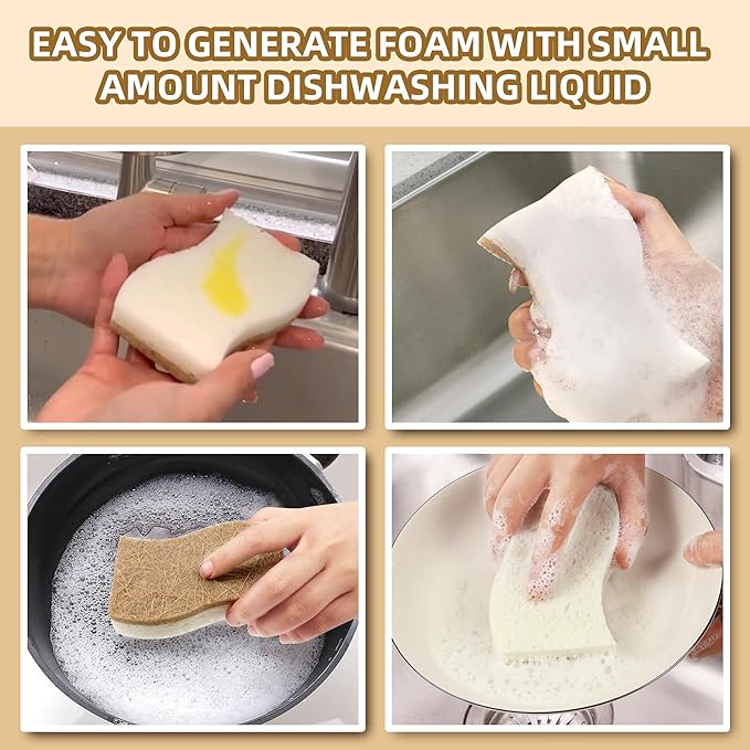 Natural Kitchen Sponges, Biodegradable & Compostable | Non-Scratch Cellulose - Image 4