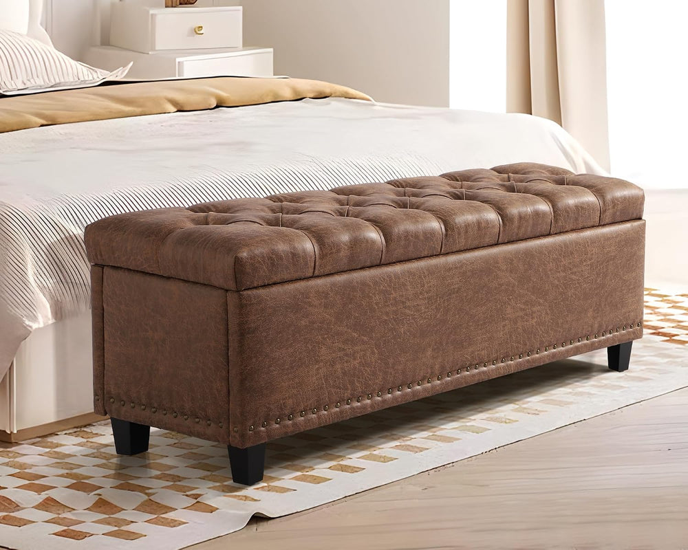 Grepatio Storage Ottoman Bench for Bedroom - 51" Tufted End of Bed Stora...