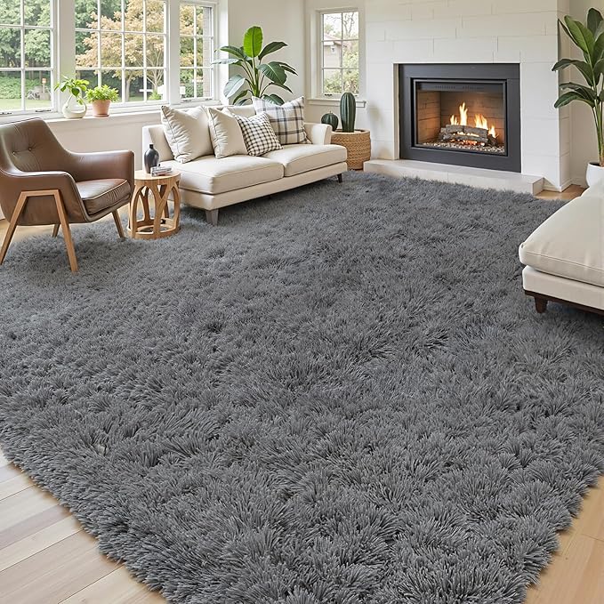 Area Rugs 10x14 Living Room, Shaggy Carpet Soft Plush Furry Bedside Rug Large by Junhejiamei