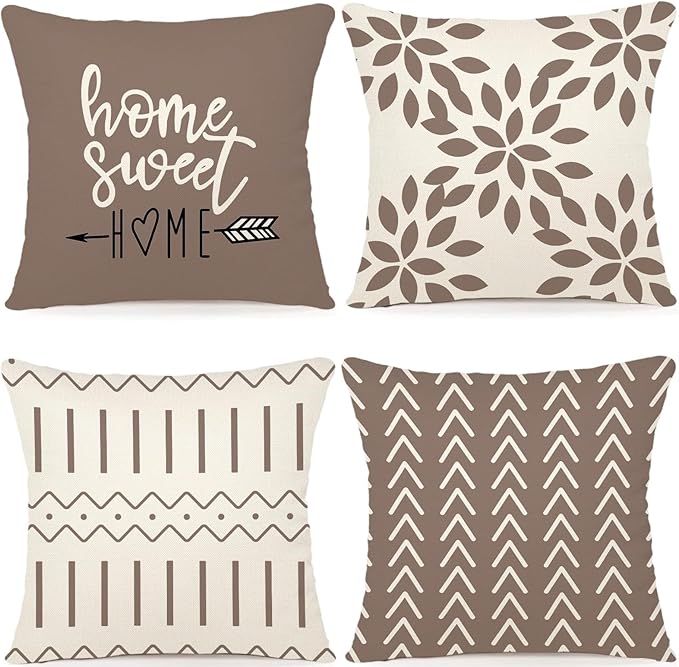 YCOLL Pillow Covers 18x18 Set of 4, Modern Sofa Throw Pillow Cover, Decorative by PillowCoversExpert