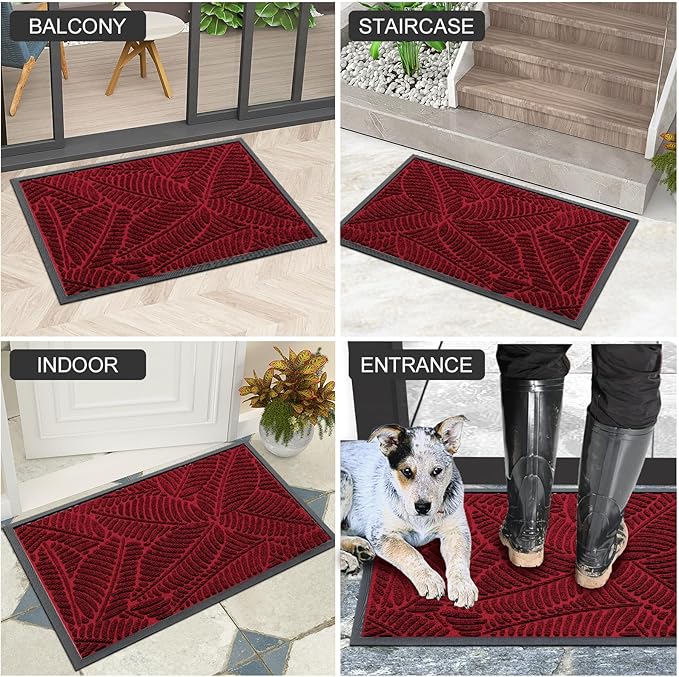 Colorxy Waterproof Doormat, Sturdy Natural Rubber Front Indoor Mat, Non Slip - Image 6