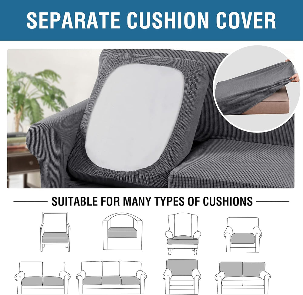 H.VERSAILTEX 4 Piece Stretch Sofa Covers for 3 Cushion Couch Covers for Livin...