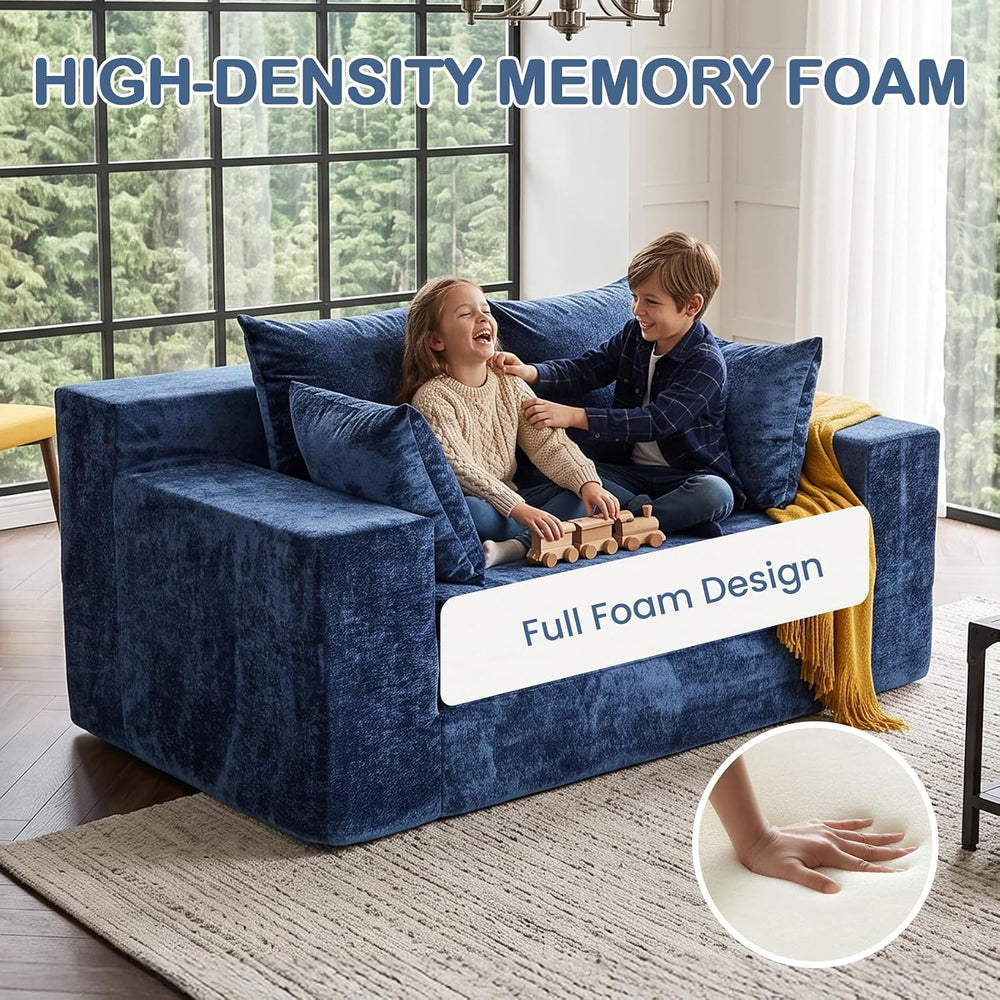 4-in-1 Boneless Sofa Bed, 55 inch Boneless Loveseat with Storage Pocket &...