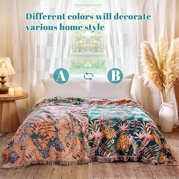 MSGKV Boho Throw Blanket for Couch 50"x60" 100% Cotton Jungle Animal Blanket - Image 4