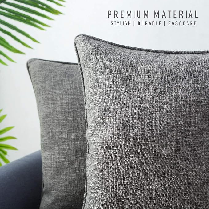 HPUK Linen Throw Pillow Covers Pack of 2, 20x20 Inch Accent Cushion Covers - Image 4