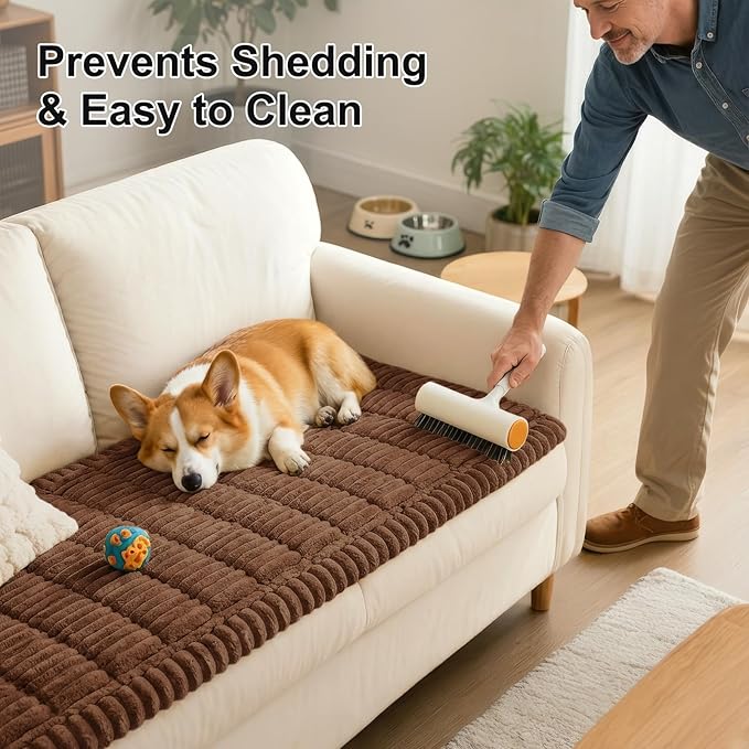 Smiry Couch Cover for Dogs Washable, Non Slip Fuzzy Pet Couch Covers for 3 - Image 6