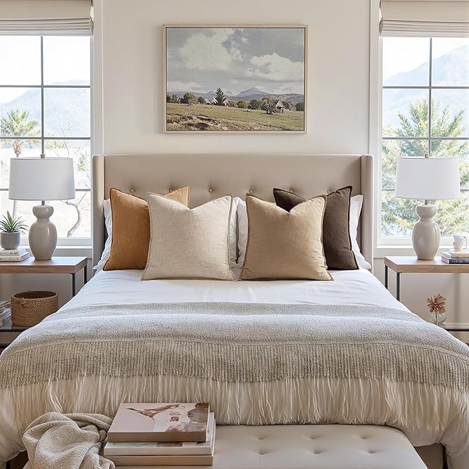 MIULEE Neutral Brown Linen Pillow Covers Pack of 4 Decorative Natural Fall - Image 5