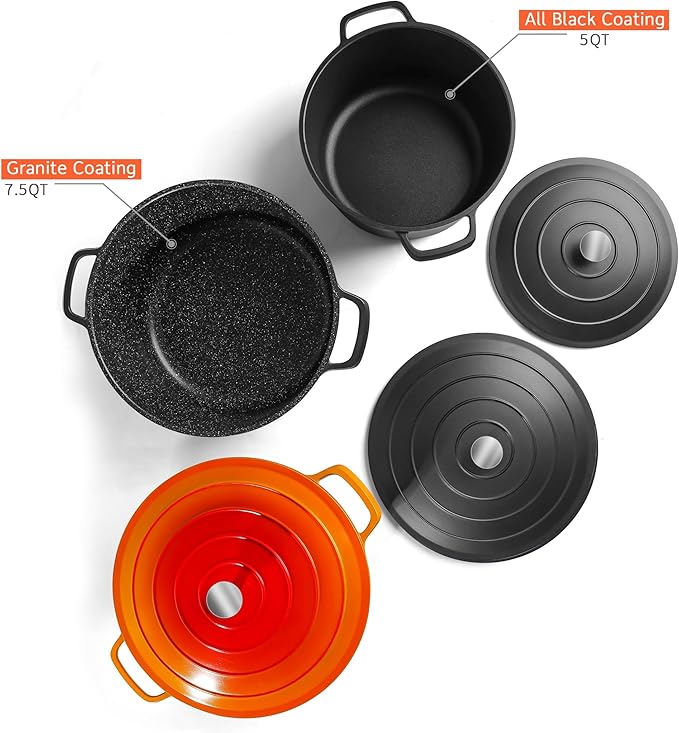 Nonstick Dutch Oven Pot with Lid-5 QT Cast Aluminum Oven Pot with Two Handles - Image 6