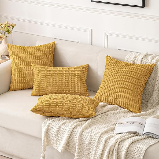 MIULEE Pack of 2 Corduroy Decorative Throw Pillow Covers 18x18 Inch Soft Boho - Image 4