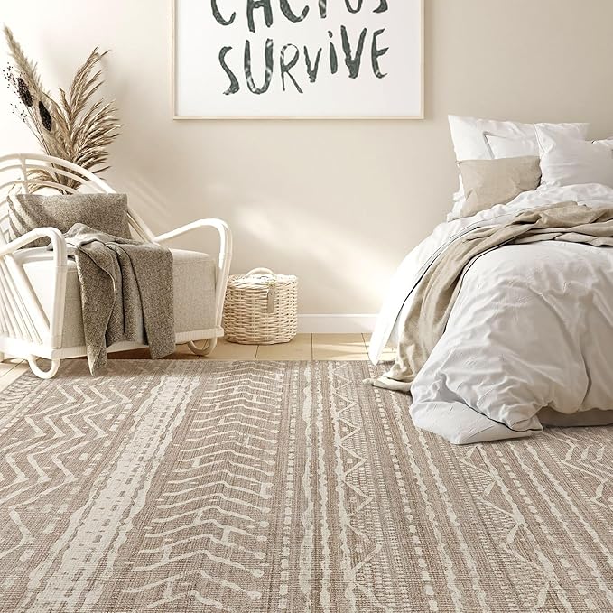 Nakagishi 10x14 Area Rugs Living Room: Washable Boho Large Neutral Modern Soft - Image 6