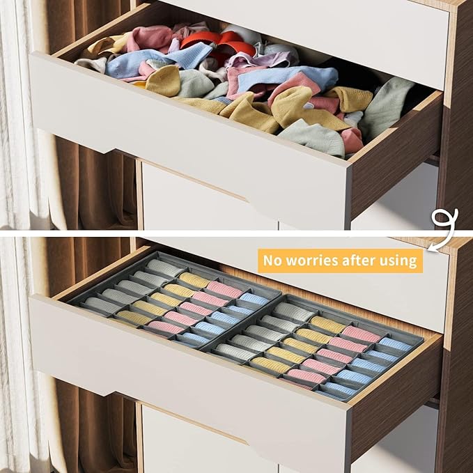 Joyoldelf Sock Drawer Organizer Underwear Organizer, 24 Cell Collapsible Closet - Image 6