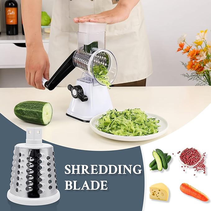 Cheese Graters with Handle, Manual Cheese Shredder Rotary Grater with 3 - Image 3