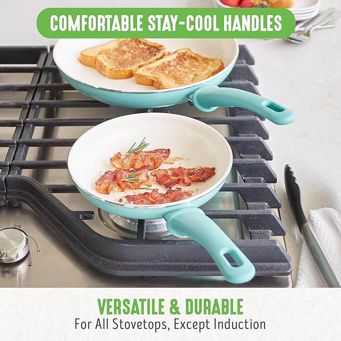 GreenLife Soft Grip Healthy Ceramic Nonstick 18 Piece Kitchen Cookware Pots and - Image 6