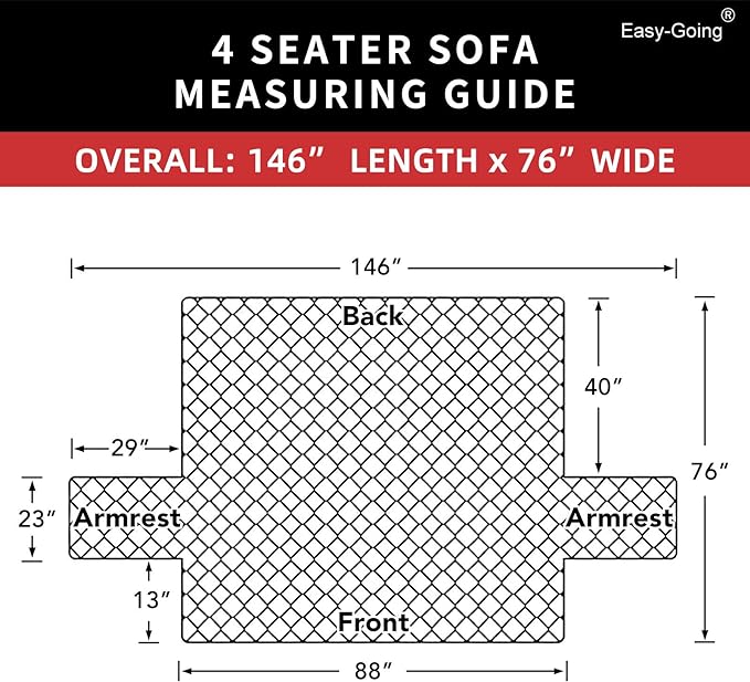 Easy-Going 4 Seater Sofa Slipcover Reversible Sofa Cover Water Resistant Couch - Image 7