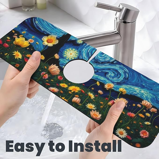 Starry Night Flowers Dish Drying Mat - Image 8