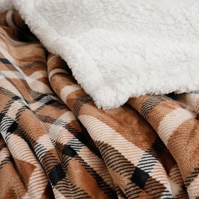 PU MEI Sherpa Fleece Throw Blanket 80" x 90" Reversible Plush Fluffy Large Big - Image 5