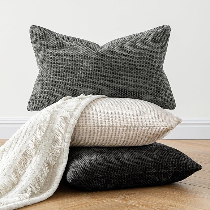 MIULEE Pack of 2 Lumbar Couch Throw Pillow Covers 20x12 Inch Neutral Beige - Image 5