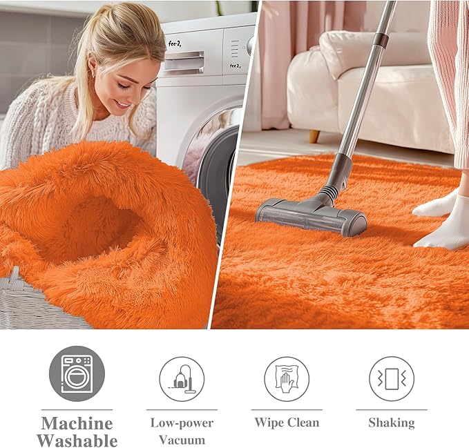 OLANLY Orange Round Rugs for Bedroom - Image 2