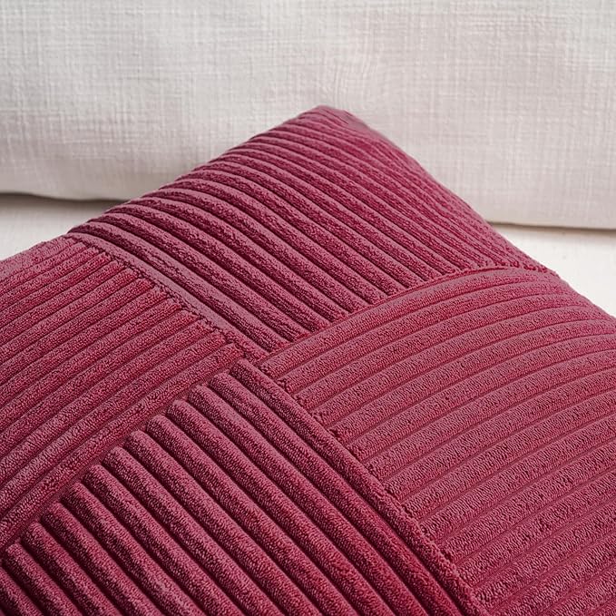 Fancy Homi 2 Packs Burgundy Lumbar Decorative Throw Pillow Covers 16x28 Inch - Image 3