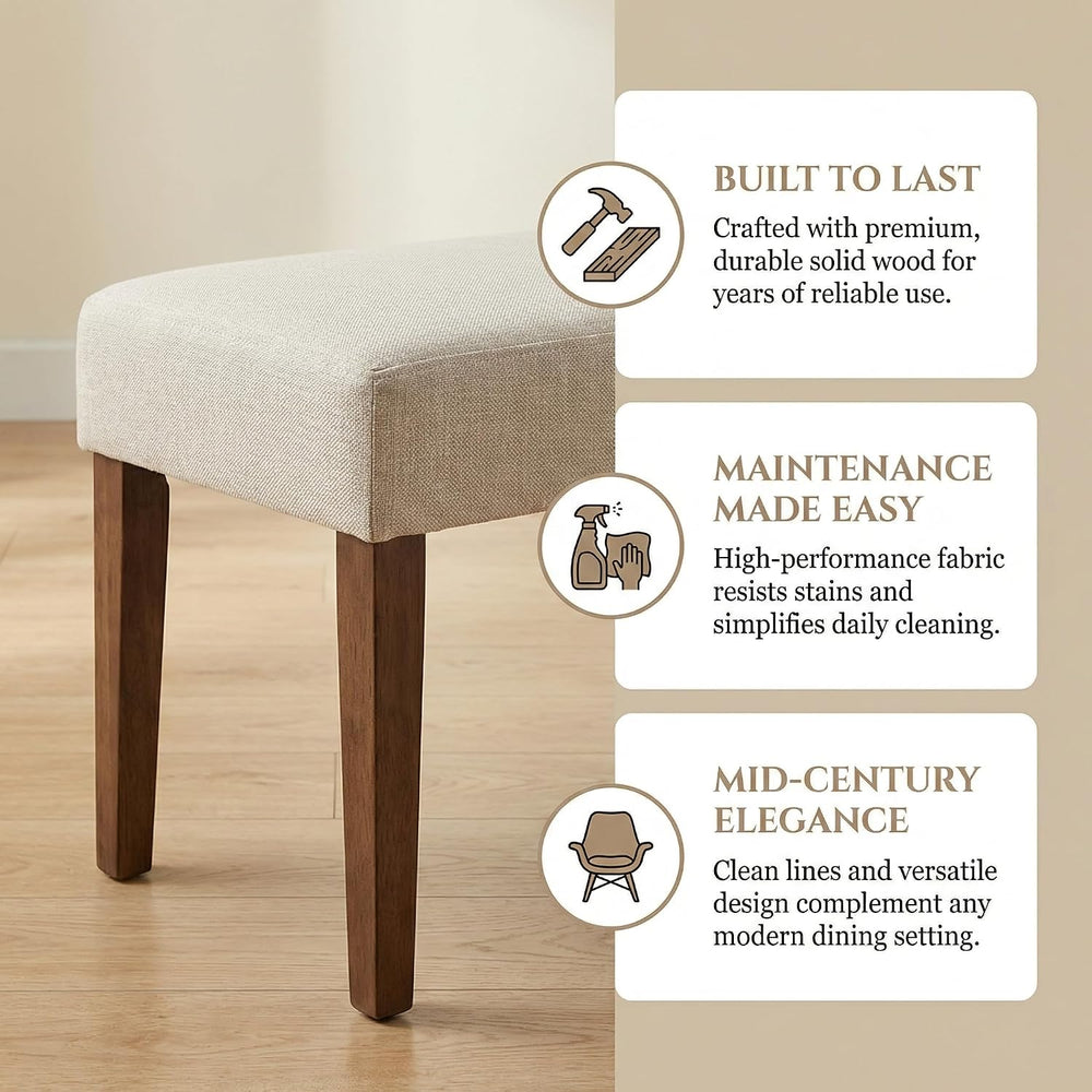 HNY Farmhouse Upholstered Dining Bench Seat, 45" Linen Entryway Bench wi...