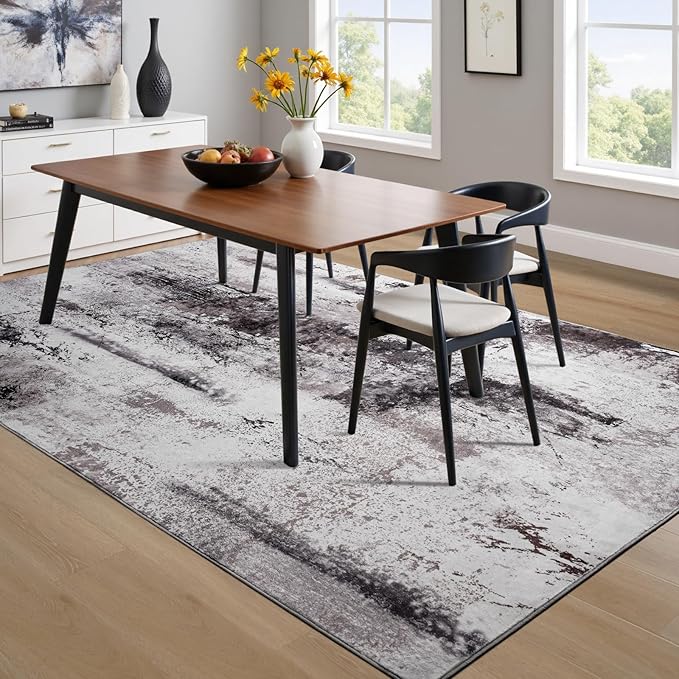 Toneed Abstract Area Rug 6x9 Modern Washable Rug Soft Non Slip Rug Low Pile - Image 5