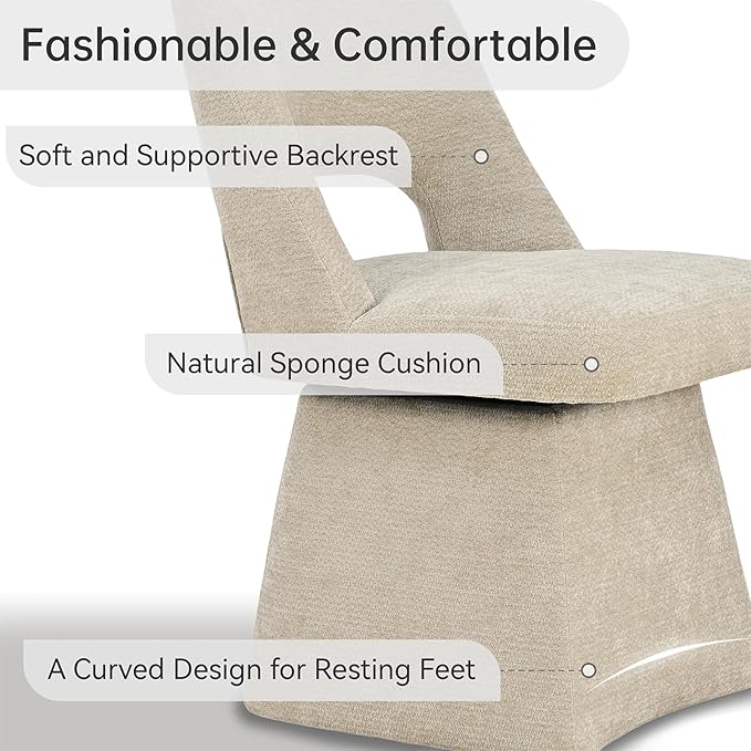 VKNOW Upholstered Swivel Dining Chairs Set of 2, Modern Dining Room Chairs wi...