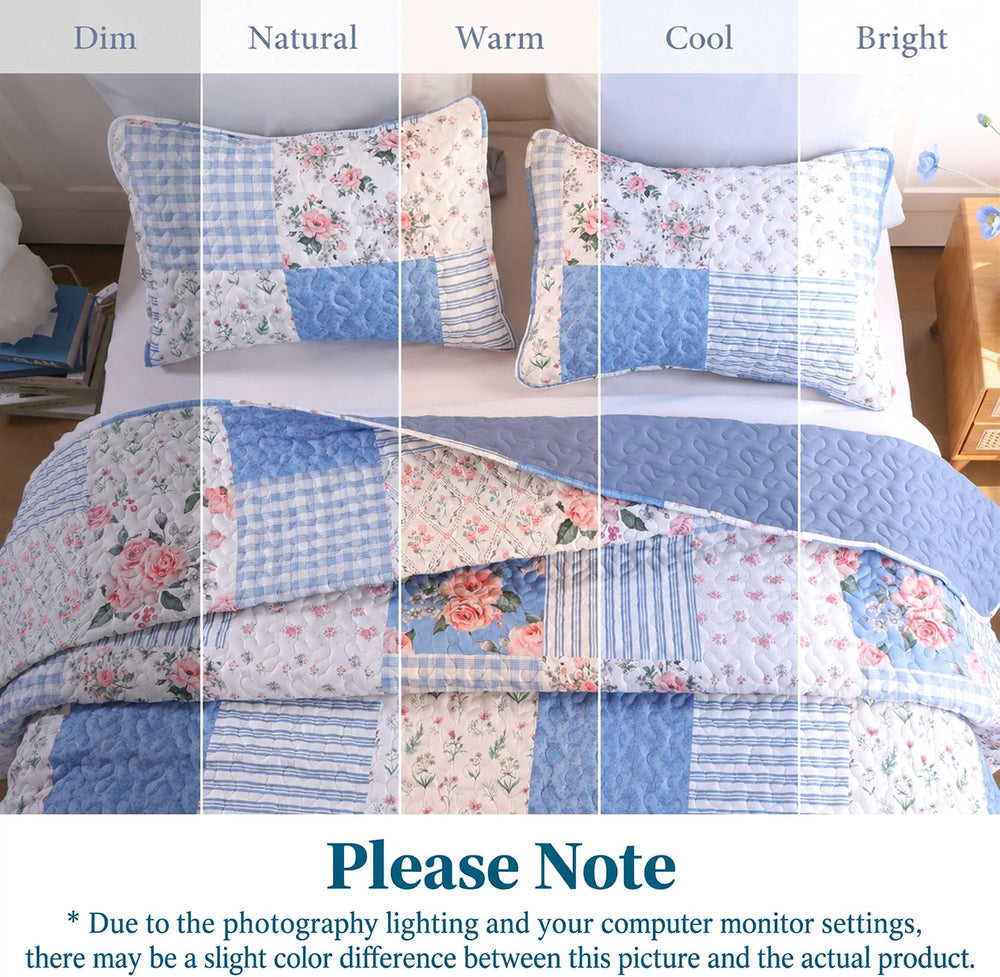 YIKUSH Floral Quilt Set King Size – Ultra Soft Lightweight Bedspread, 3 Piece...