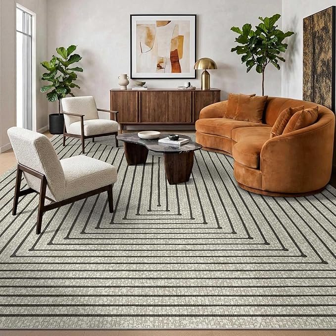 Latte&Fog 10x14 Area Rug for Living Room, Extra Large Beige Modern Abstract by LatteFog