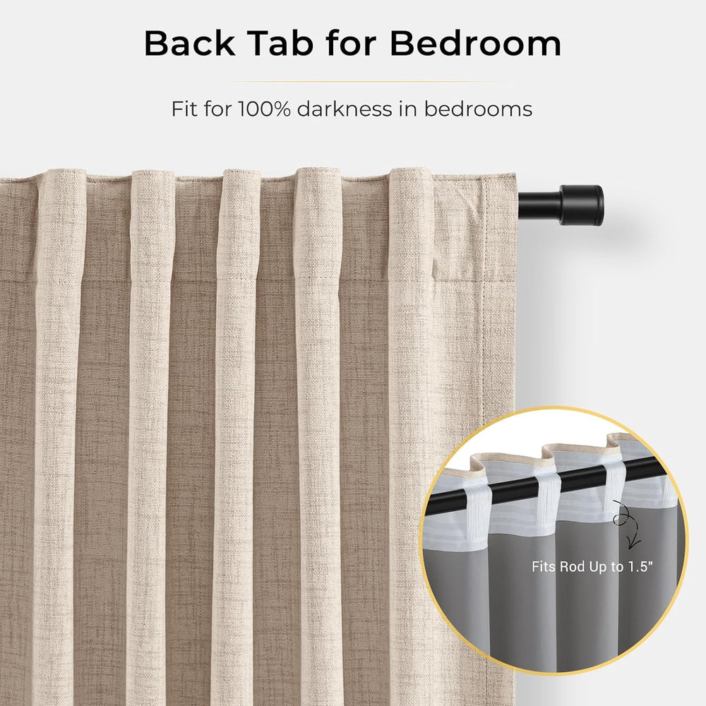 INOVADAY Linen Textured 100% Blackout Sliding Door Curtains 102x84 Oatmeal