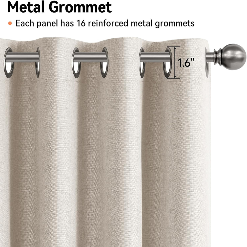 100% Blackout Sliding Door Curtains 84 Inch Long, Extra Wide Linen Curtains