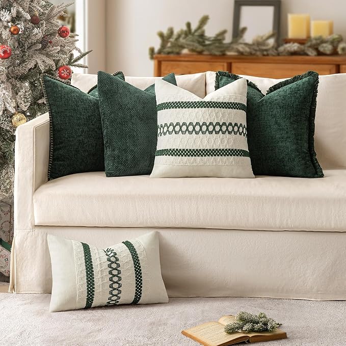 MIULEE Pack of 2 Christmas Green Couch Throw Pillow Covers 20x20 Inch Modern - Image 7