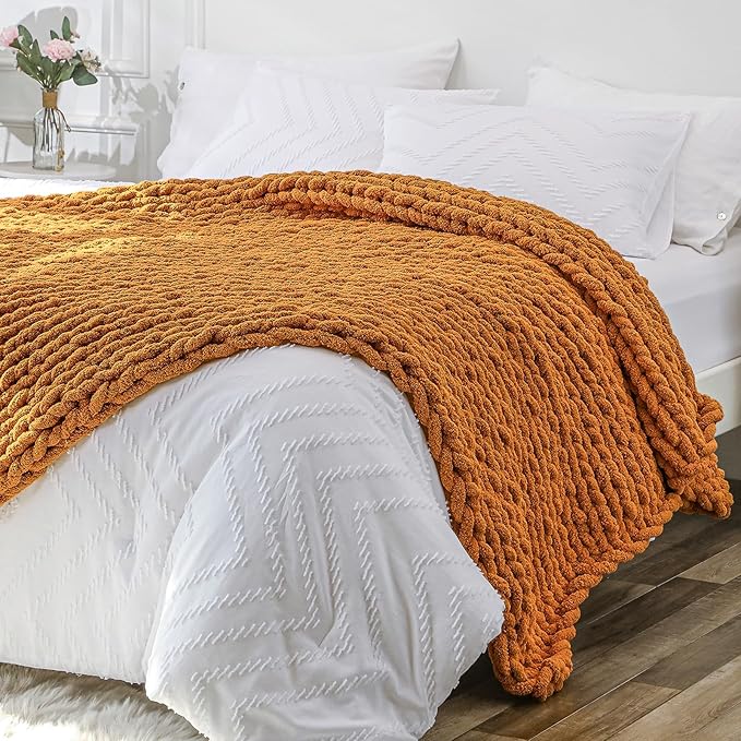 Bigacogo Chunky Knit Throw Blanket by Bigacogo