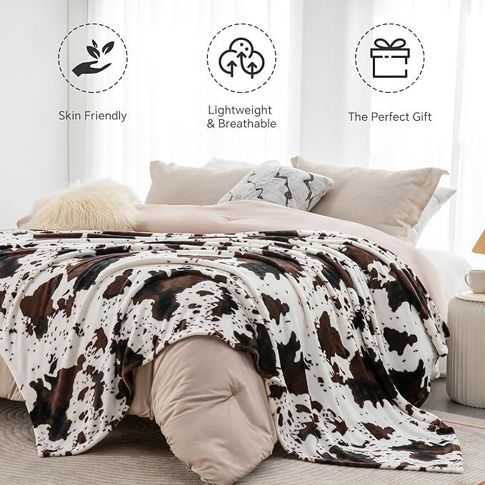 BEDELITE Cow Print Throw Blanket Twin Size - Image 2