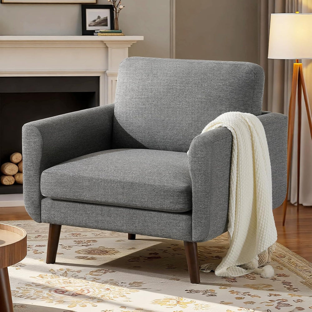 Oversized Accent Chair for Living Room,Grey Linen Armchair