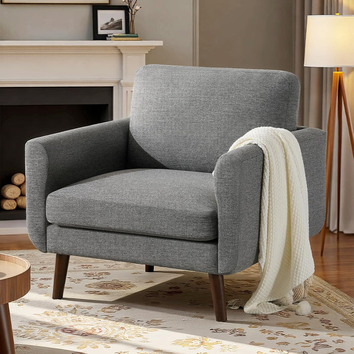 Oversized Accent Chair for Living Room,Grey Linen Armchair