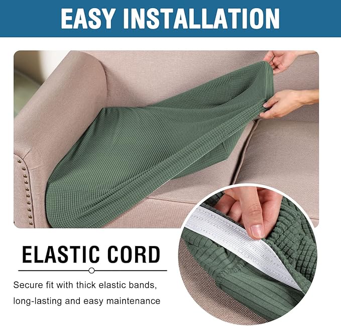 H.VERSAILTEX Super Stretch Individual Seat Cushion Covers Sofa Covers Couch - Image 5