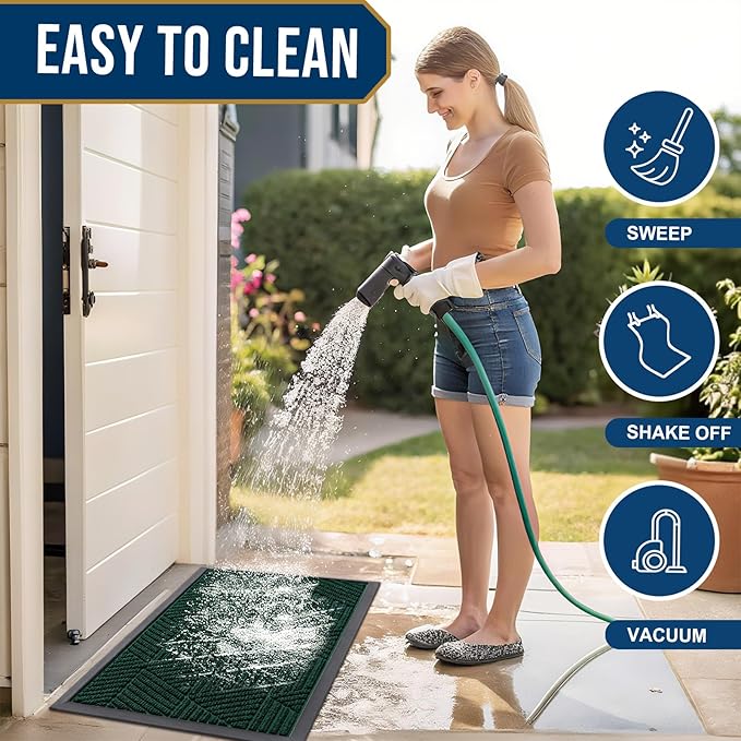 Smiry Front Door Mat Outside Entrance, Heavy Duty Sturdy Natural Rubber Doormat - Image 6