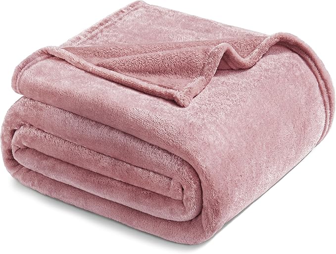 Exclusivo Mezcla Fleece Dusty Pink Throw Blanket - Image 8