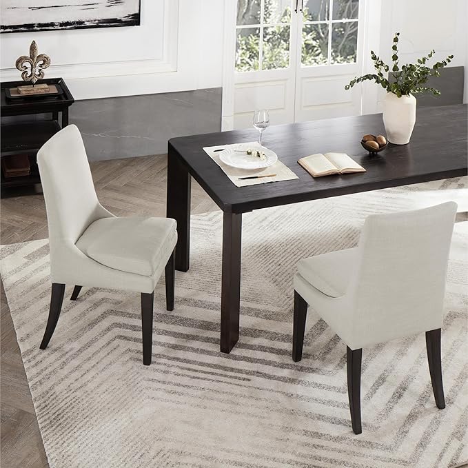 Upholstered Dining Chairs Modern Sidechair Performance Fabric High Back Armle...