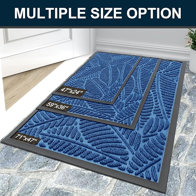 Colorxy Waterproof Doormat, Sturdy Natural Rubber Front Door Mats, Non Slip Low - Image 7