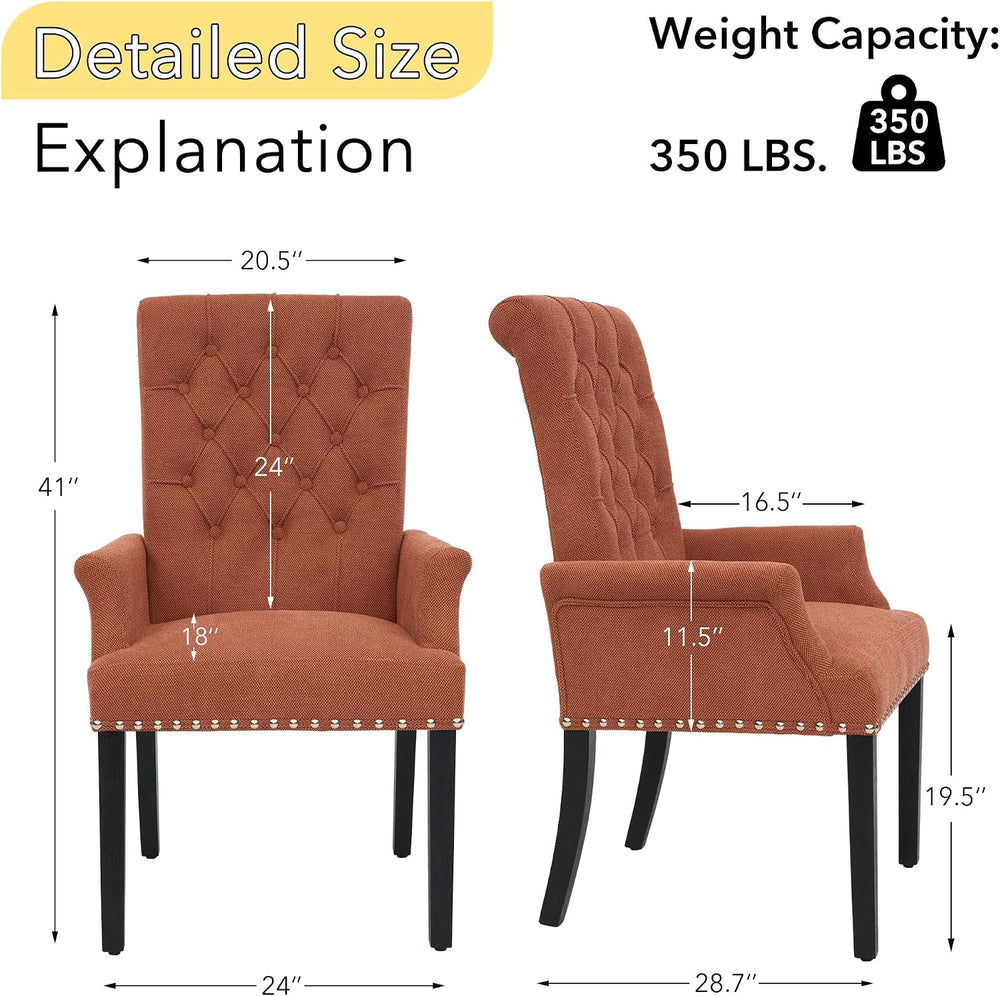adochr Dining Chairs with Arms,Linen High Back Dining Room Chairs, Orange | U...