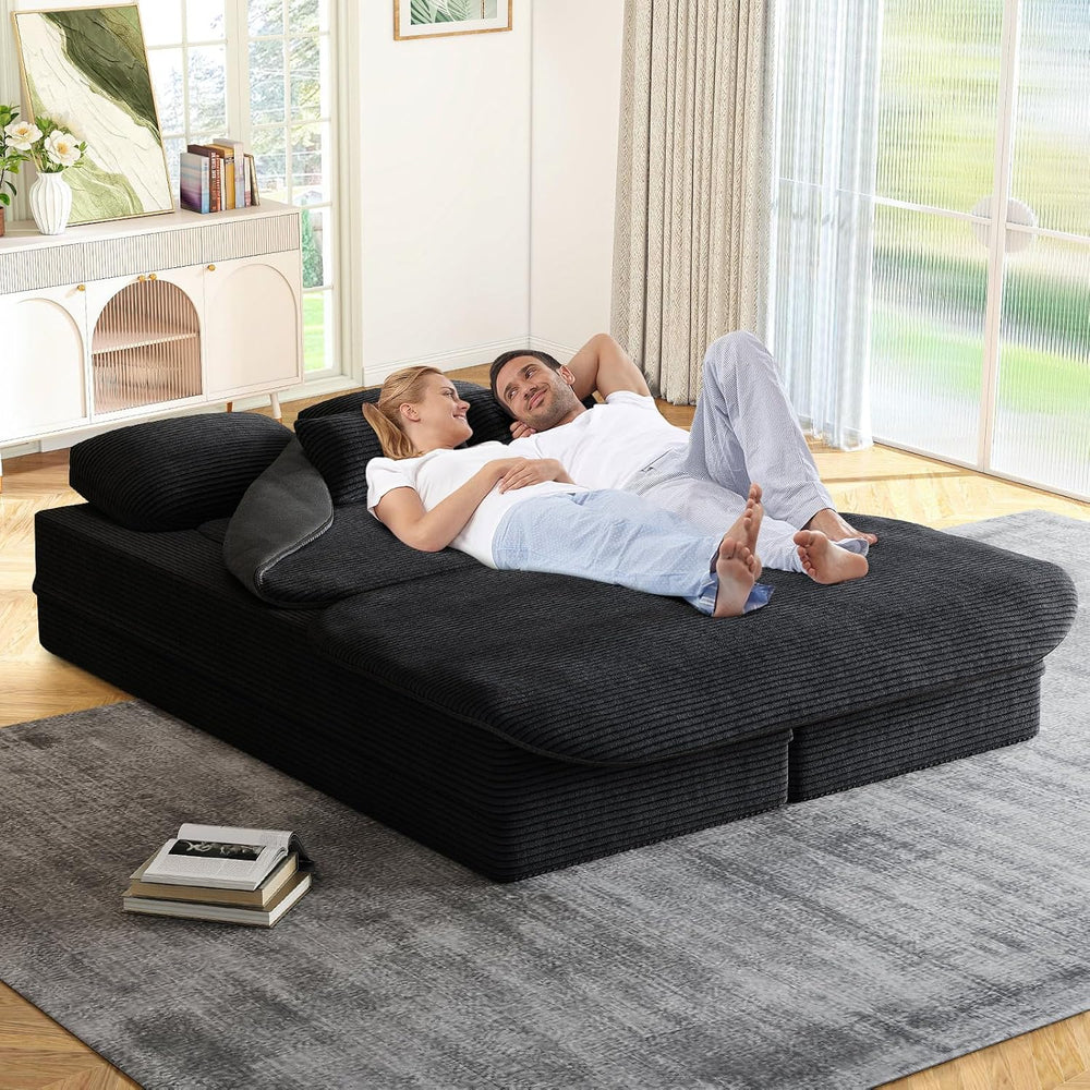 Antetek Convertible Sleeper Sofa, Modern Folding Futon Corduroy Floor Foam Co...