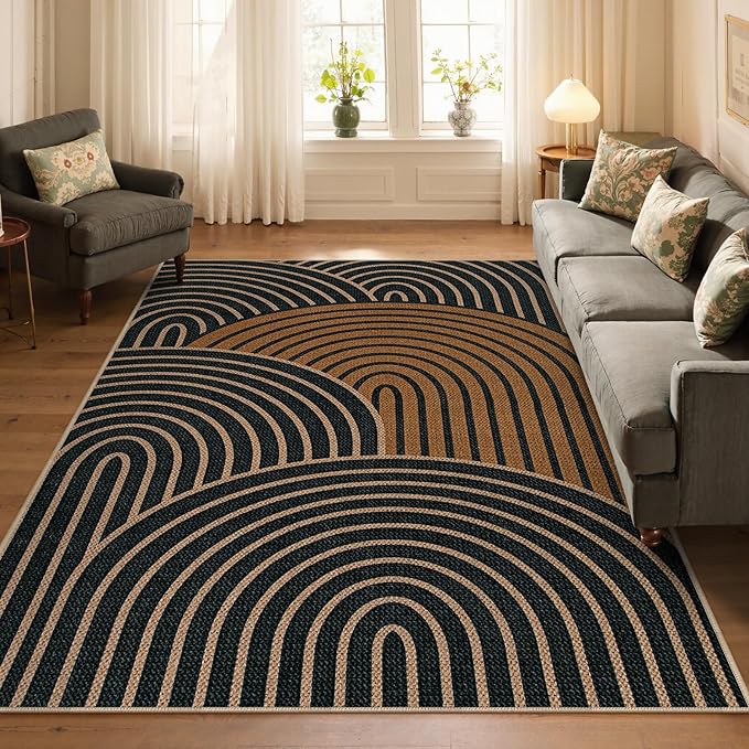 Lahome Enfys Modern Rainbow Easy Jute Carpet, Washable Rugs 5x7 - Image 7