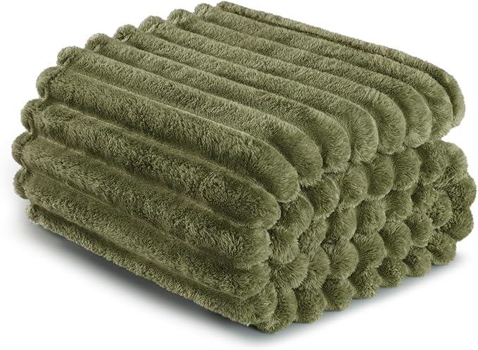 Exclusivo Mezcla Queen Size Flannel Fleece Blanket, Super Soft Striped Jacquard - Image 6