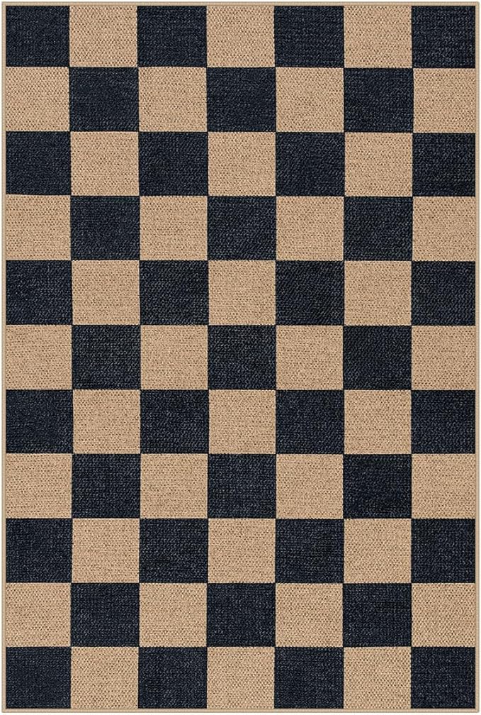 Lahome Colette Checkered Easy Jute 2x3 Rug, Small Entryway Rug Non Slip Kitchen - Image 8