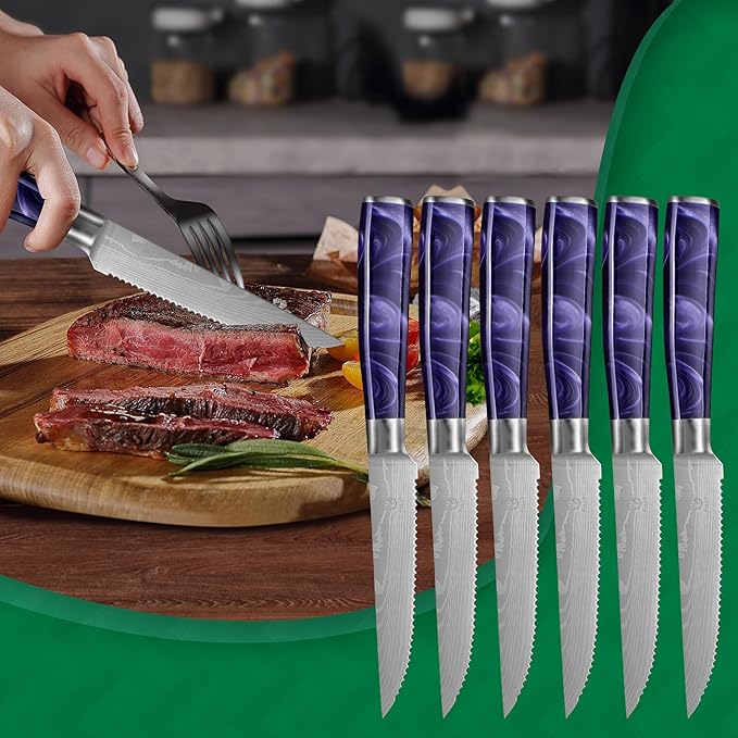 FULLHI 14pcs Block Knife Set, Chef's Knife Steak Knives Set - Image 6