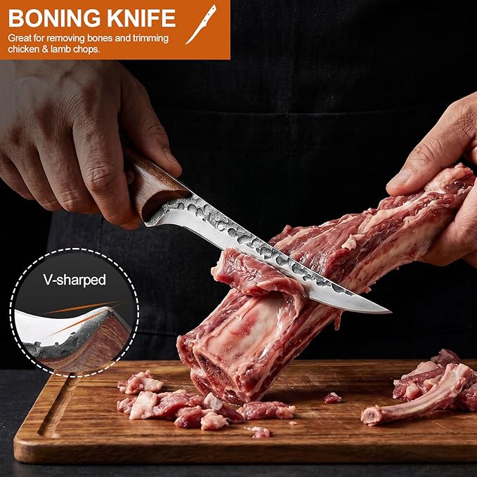 3PCS Hand Forged Butcher Knife Set Meat Cleavers, Serbian Chef Knife Viking - Image 5
