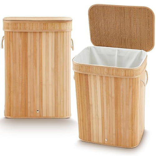 2 Pack 27 Gallon Bamboo Slim Trash Can by Kritkin