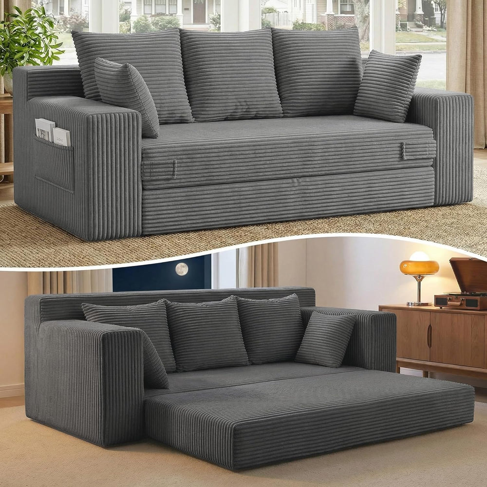 JUIKURY Boneless Couch 70 inch: 3-in-1 Convertible Sofa Bed Futon Couch Bed, ...