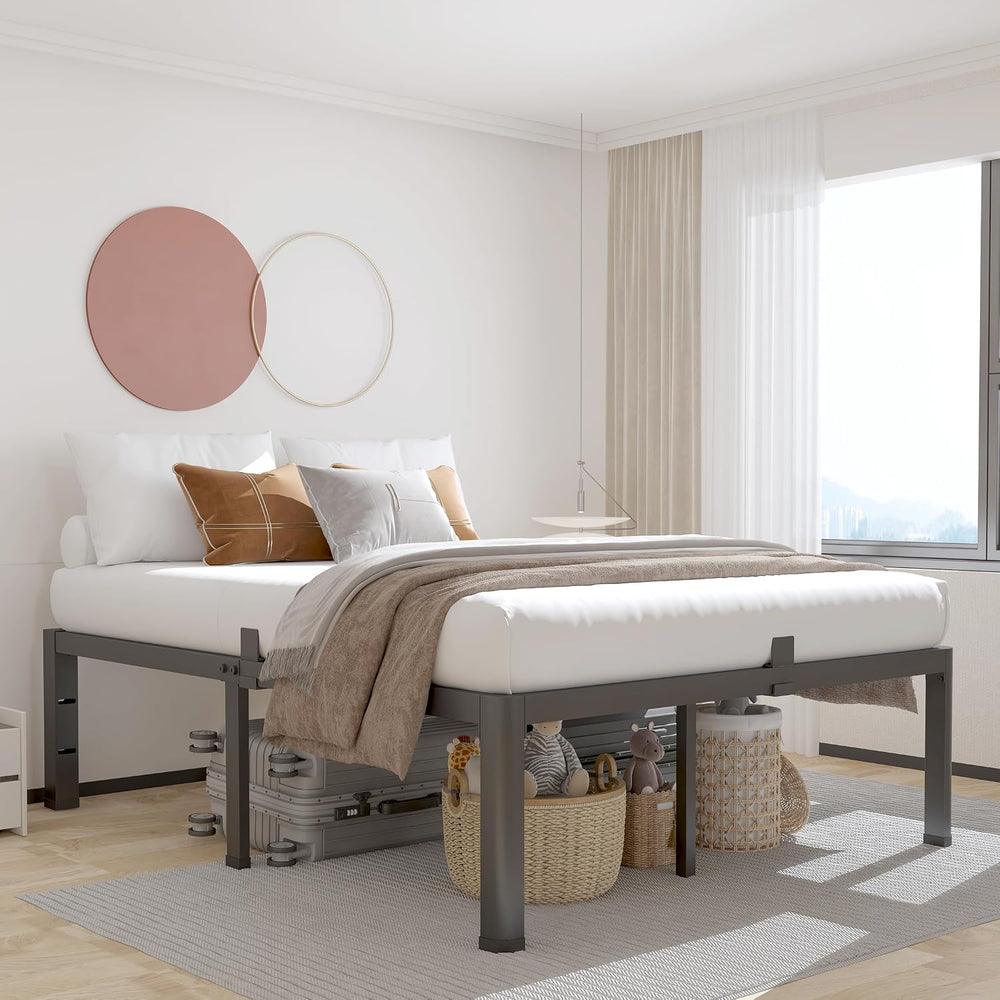 ROIL 14 Inch Full Bed Frame with Rounded Corner & 4 Mattress Baffles